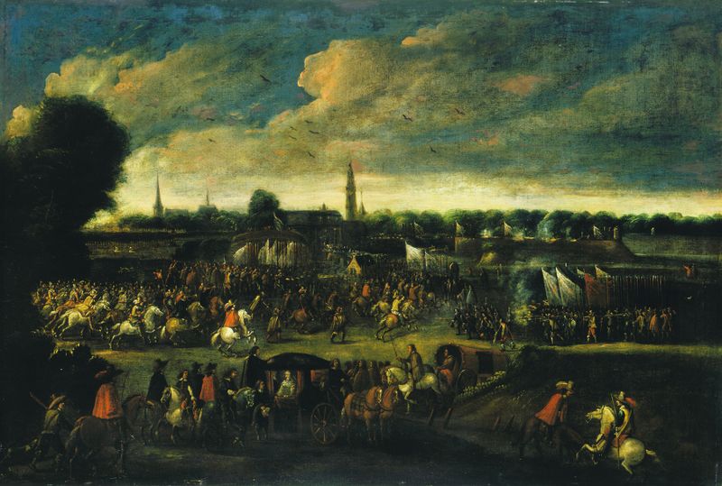 Procesión histórica en óleo sobre lienzo de Cornelis De Wael