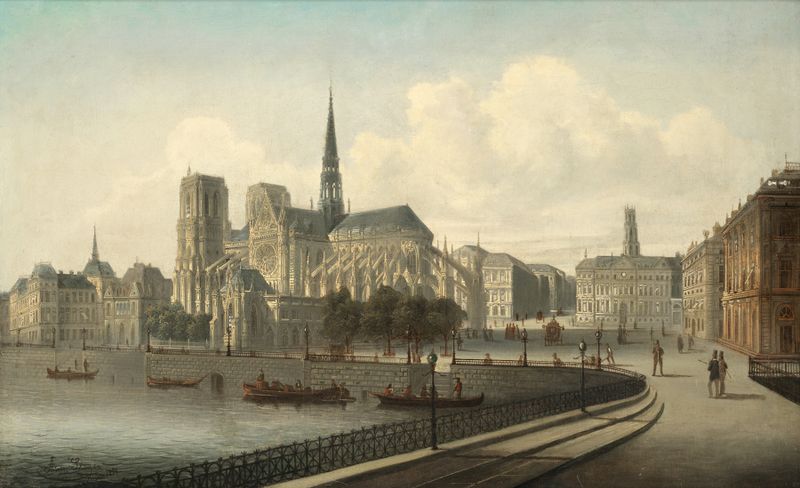 Notre Dame, Paris by August Von Siegen, Gothic architecture, intricate details