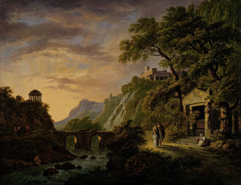 Landscape with sunset, oil painting by Daniël Dupré