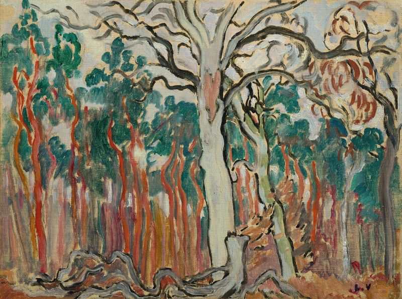 Paisagem de árvores em Sologne, óleo sobre tela de Louis Valtat