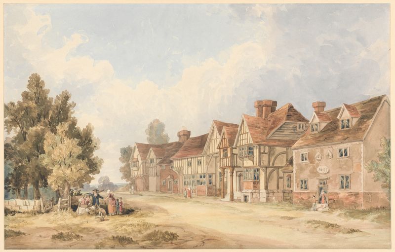 Landscape of The Village of Chiddingstone, Kent by George Shepheard, oil on canvas
