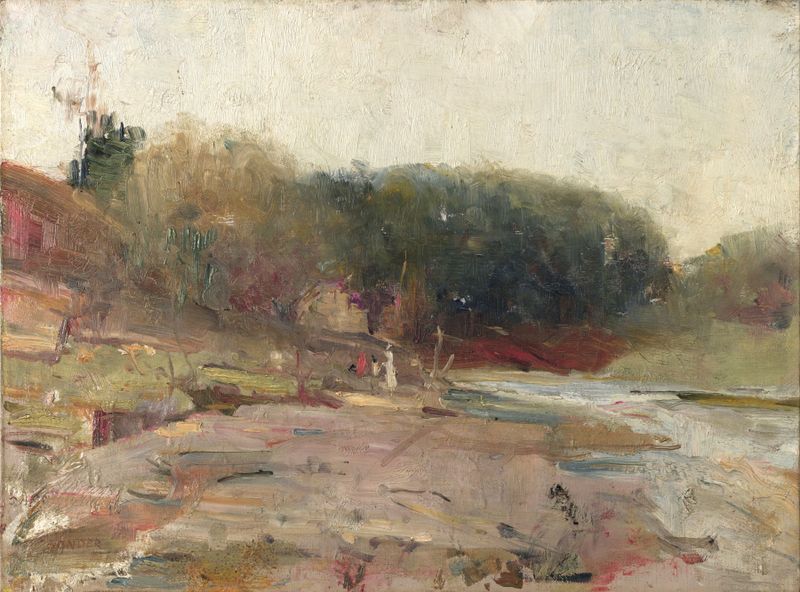 On the River Yarra, near Heidelberg, Victoria by Charles Conder, Impressionism, depicting a serene river landscape