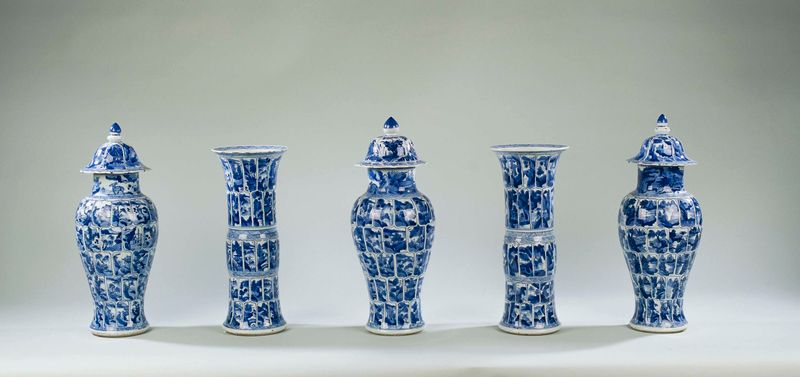 Vaso de cerâmica com paisagens em painéis de artista desconhecido