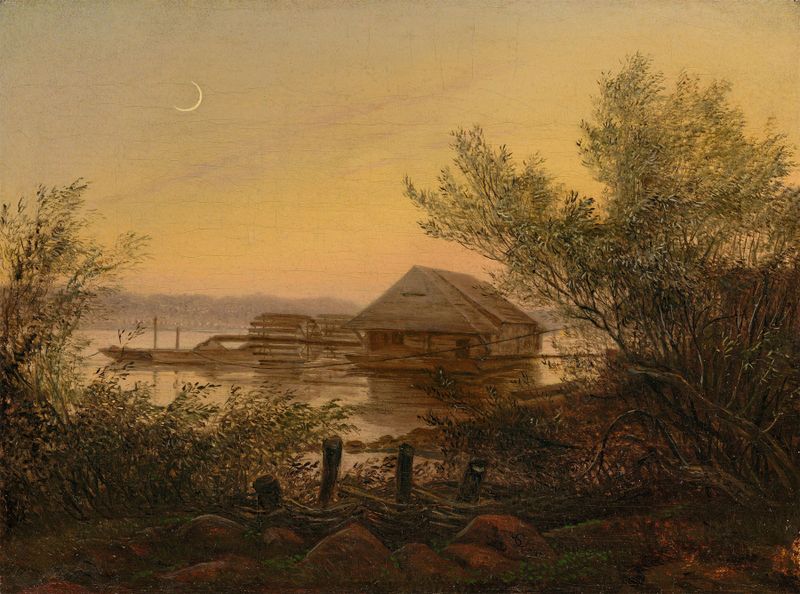 Ship mill on the Elbe near Dresden, oil on canvas by Carl Gustav Carus