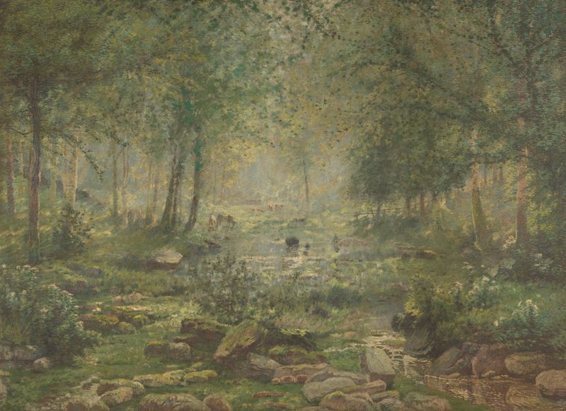 Woodland near Bertogne by Adrien-Joseph Heymans, oil on canvas depicting a serene forest scene