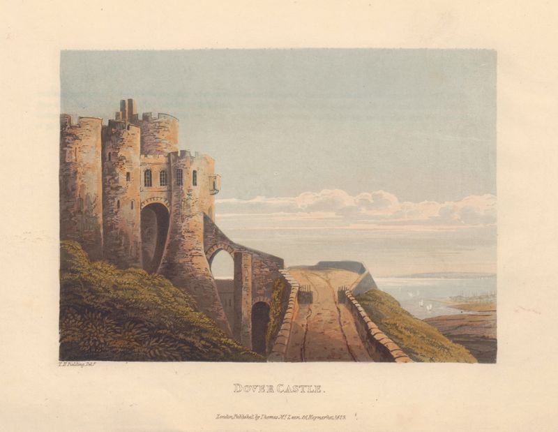 Dover Castle by Theodore Henry Adolphus Fielding, oil on canvas, shows a castle against a vast sky.