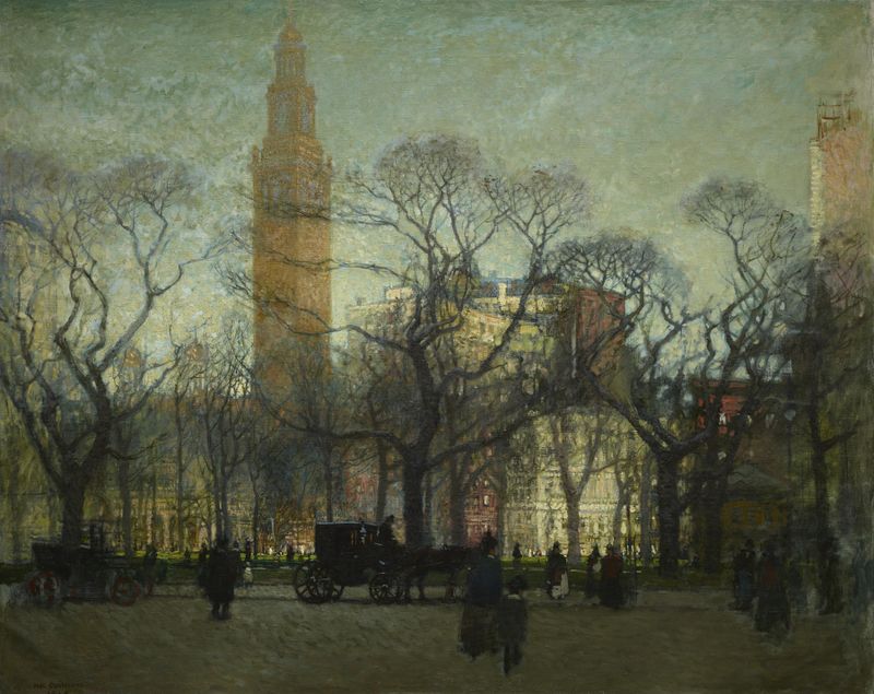 Afternoon Madison Square by Paul Cornoyer, impressionism, genre scene