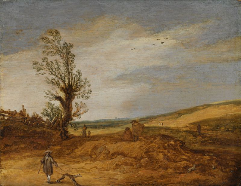 Landscape of dunes and sky by Esaias van de Velde, oil painting