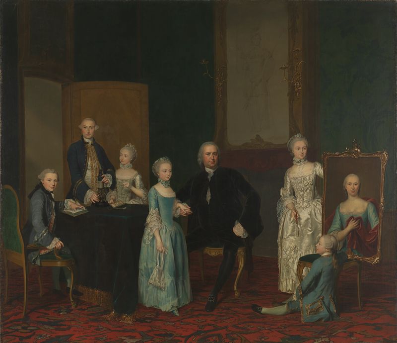 Retrato de Pieter Cornelis Hasselaer y su familia, pintura al óleo de George van der Mijn
