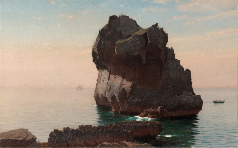 Capri by William Stanley Haseltine, oil on canvas depicting cliffs and a sunlit sea