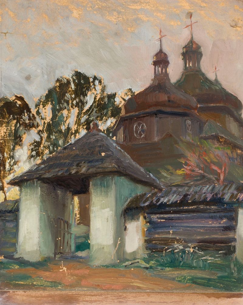 Paisaje al atardecer de Jan Stanisławski, pintura al óleo