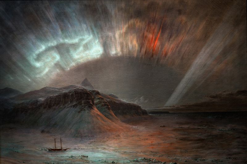 Aurora borealis in oil painting by Frederic Edwin Church