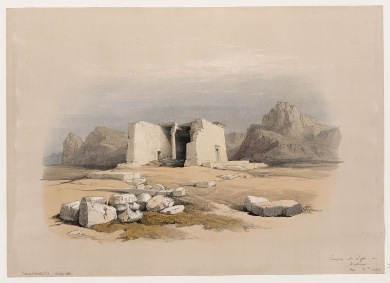 Templo de Tafa, arquitetura em óleo sobre tela de David Roberts