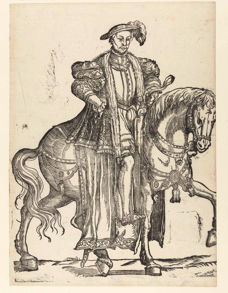 Karel van Orléans a caballo, papel de Cornelis Anthonisz