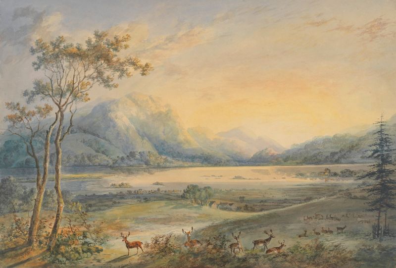Killarney Lakes from Lord Kenmare’s Deer Park, pintura al óleo de John Laporte