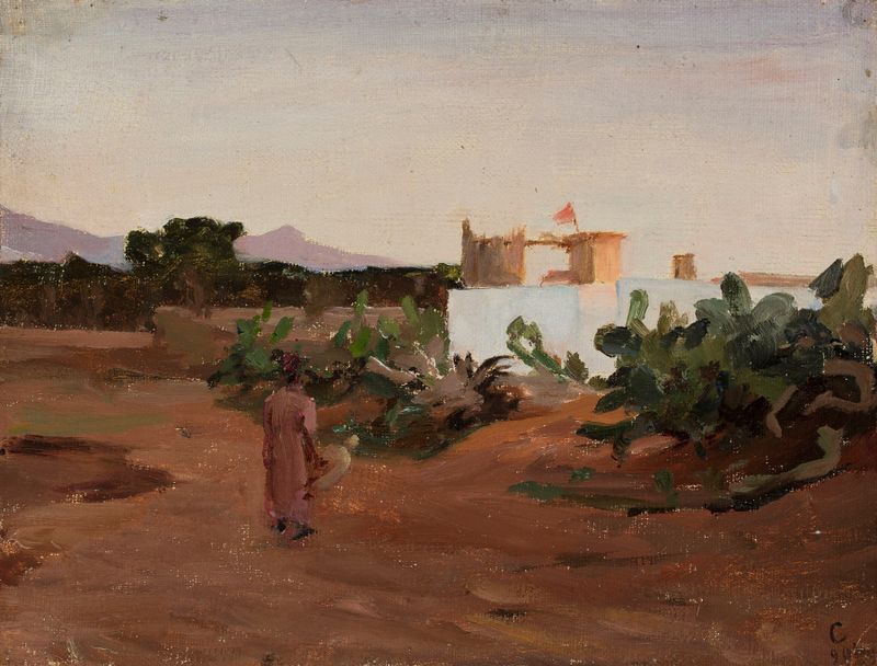 Beirut – Evening de Jan Ciągliński, pintura a óleo que retrata um pôr do sol sobre uma paisagem