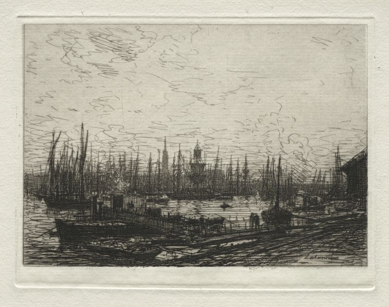 Realism oil painting of Port of Bordeaux by Maxime Lalanne