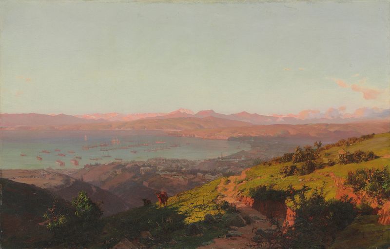Marine scene of Valparaíso by Thomas Jacques Somerscales, oil painting
