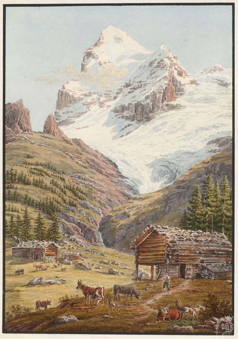 Paisaje de Le Wetterhorn de Jakob Samuel Weibel, pintura al óleo