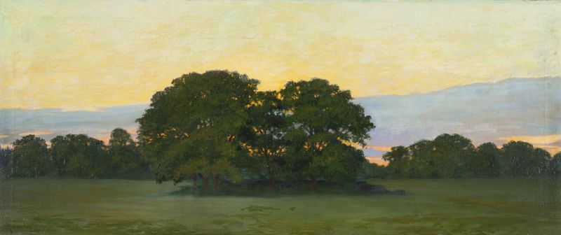 Paisagem ao crepúsculo com tons suaves, pintura a óleo de Gunnar Gunnarsson Wennerberg