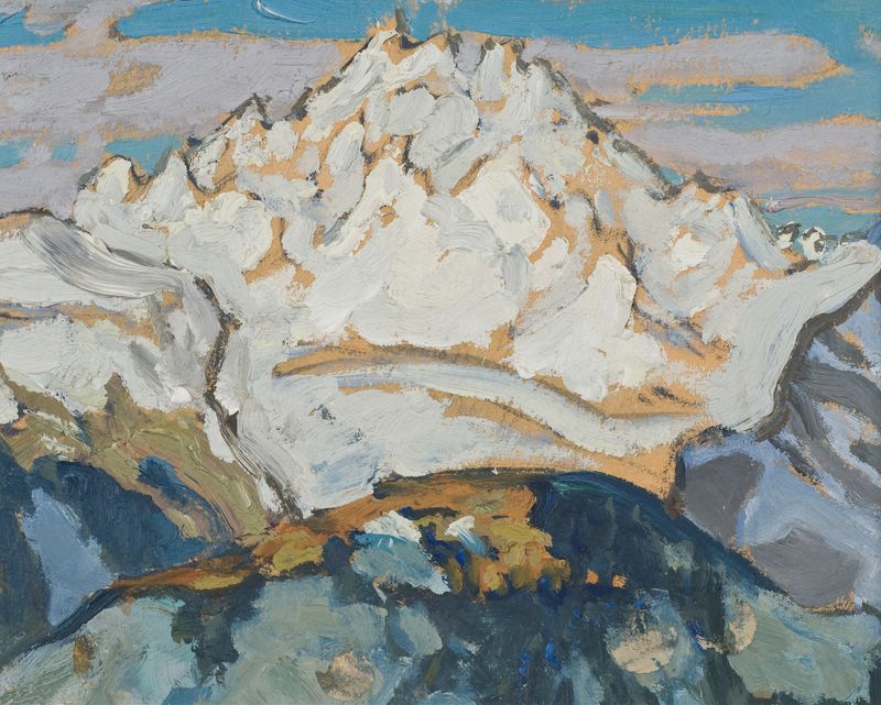Estudio de paisaje de montaña nevada por Anna Boberg