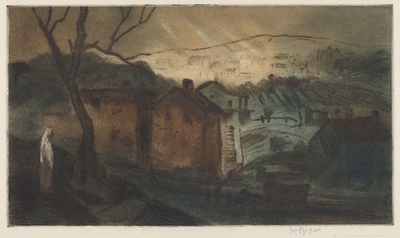 Jersey Hills de George Overbury Hart, óleo sobre lienzo que representa un paisaje sereno.