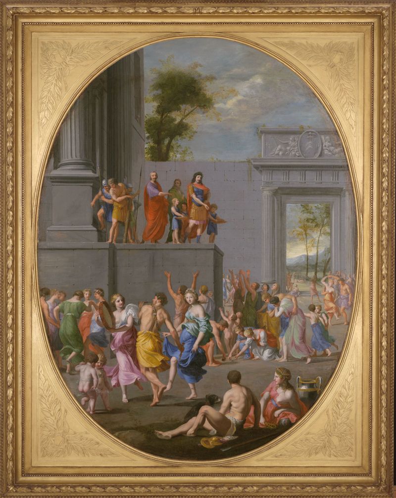 Allegory of liberality featuring Louis XIII and Cardinal Richelieu, oil on canvas by Jacques Stella