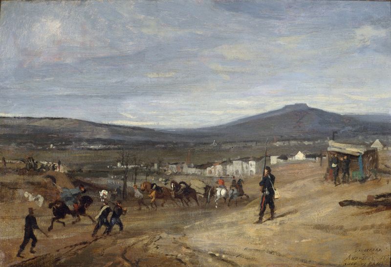 Cena histórica do cerco de Paris, óleo sobre tela de Clément-Auguste Andrieux