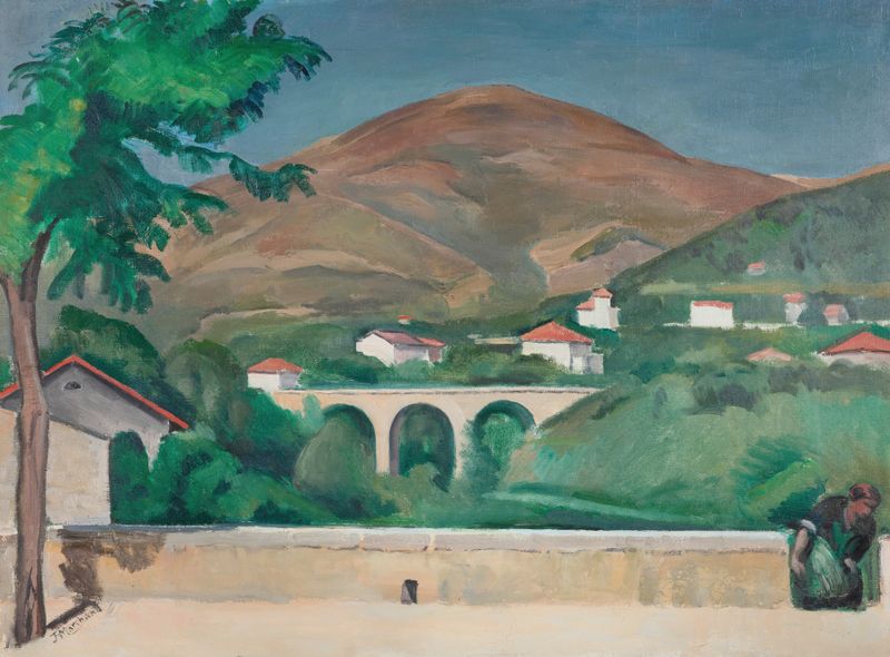Paisagem com um parapeto, óleo de Jean Hippolyte Marchand, 1914