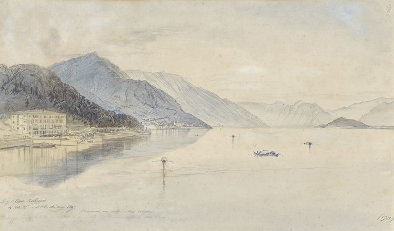Landscape of Bellagio, Lago di Como by Edward Lear, watercolor on paper