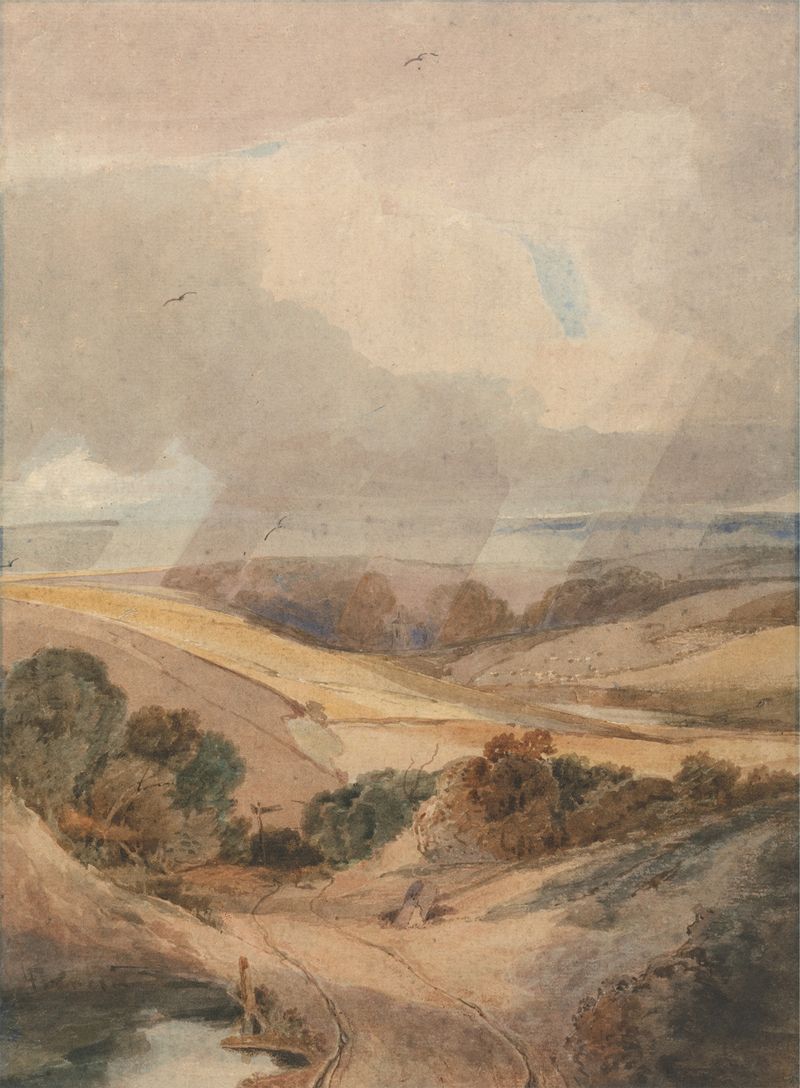 Paisagem de Mousehold Heath de François Louis Thomas Francia, pintura a óleo