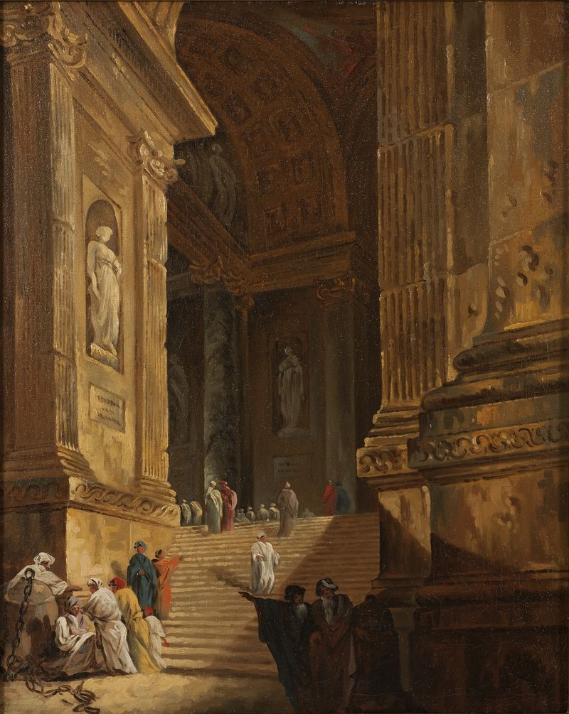 A Temple Staircase by Johan Gottlob Brusell, neoclassicism, architecture
