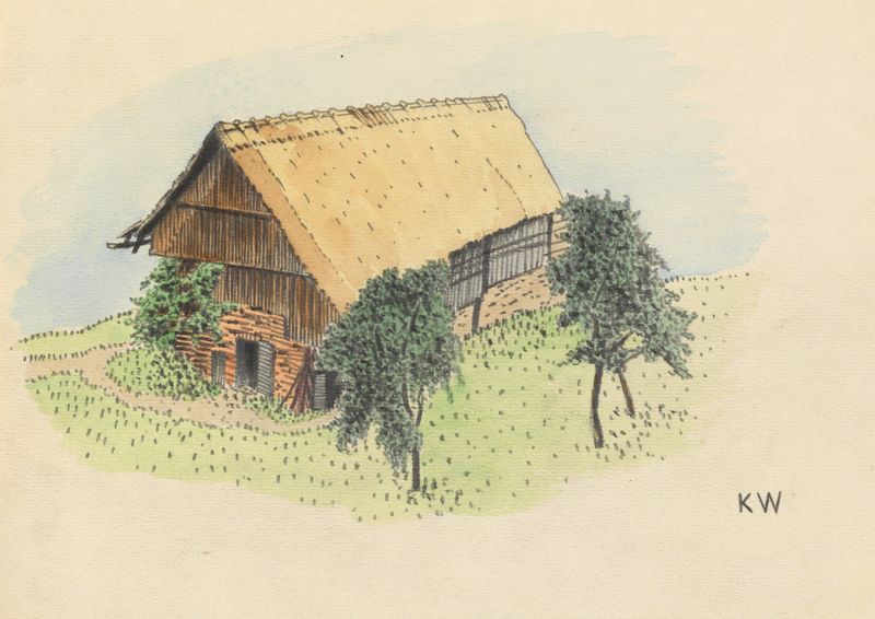 Architecture of a farmhouse by Karl Wiener, expressionism