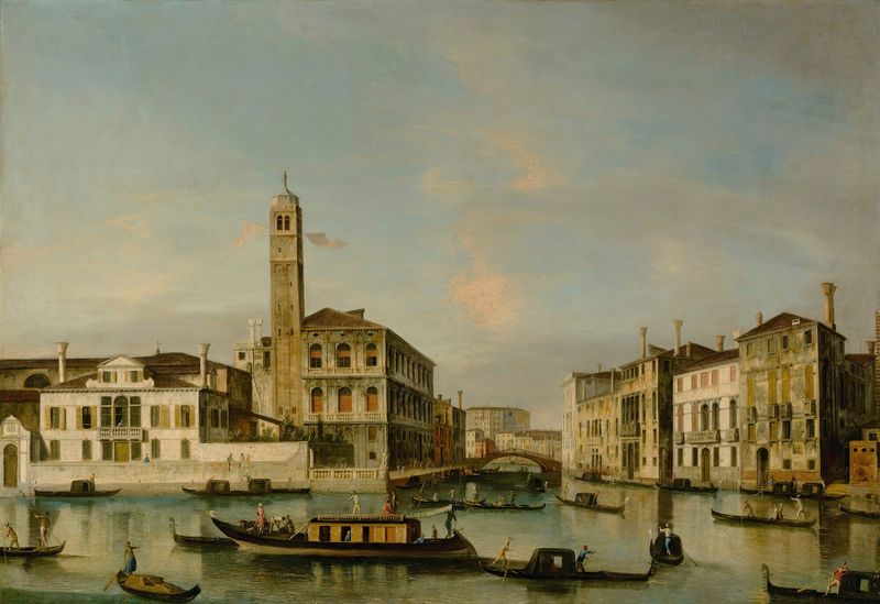 Venice landscape with canal and San Geremia, oil painting by Apollonio Facchinetti