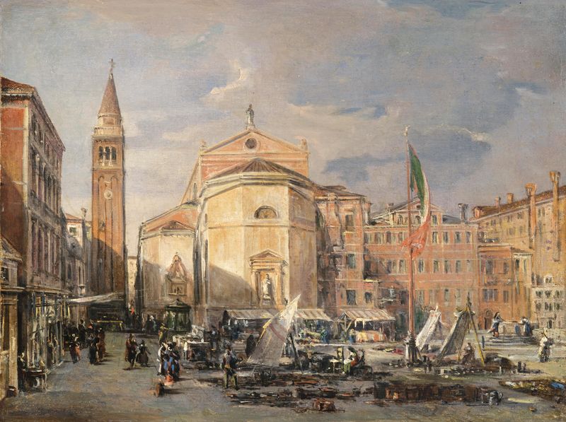 Venice, Campo San Polo with a View of the Apis of San Polo, oil on canvas by Francesco Zanin