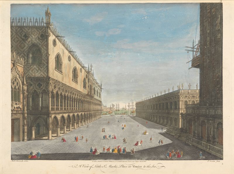 Cena de canal com edifícios coloridos, pintura a óleo de Thomas Bowles III