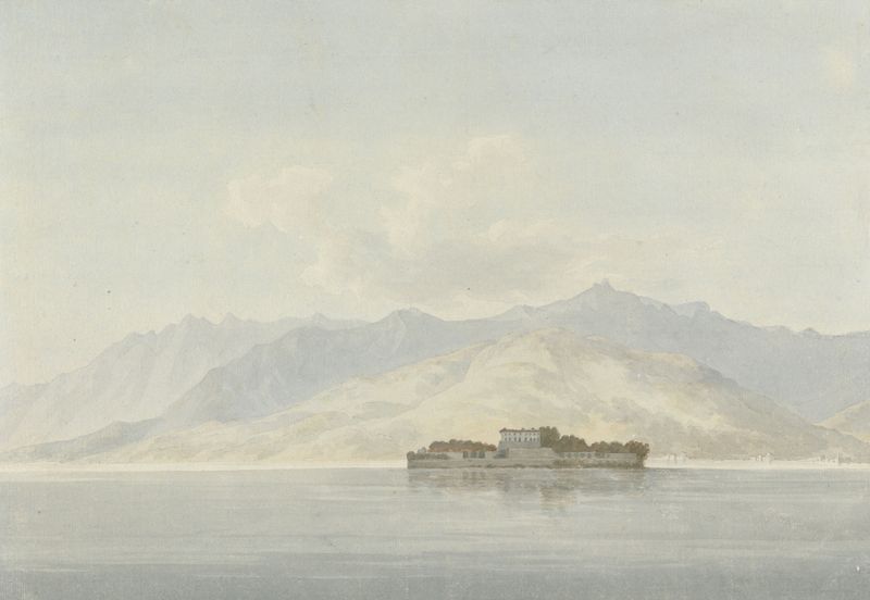 Paisagem de Isola Madre, Lago Maggiore por John Warwick Smith, pintura a óleo