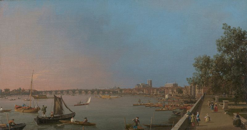 Westminster desde cerca de la terraza de Somerset House, Rococó, pintura al óleo de Canaletto