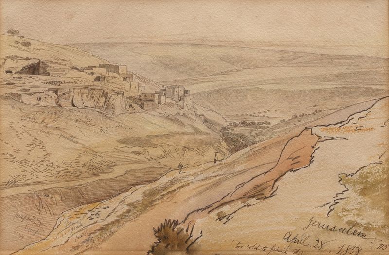 Jerusalem by Edward Lear, a landscape cityscape in oil painting.