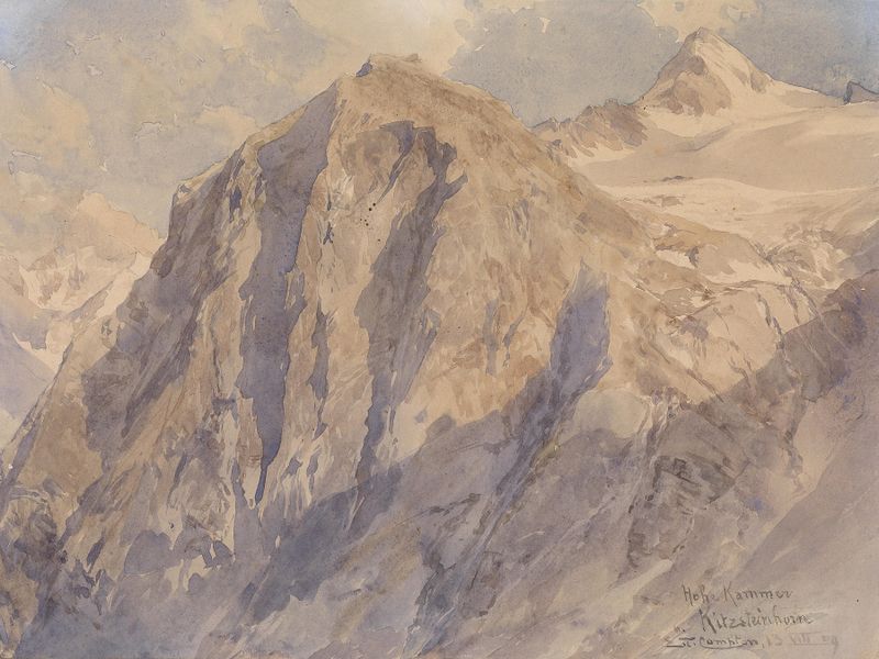 Paisagem de Hohe Kammer Kitzsteinhorn por Edward Theodore Compton, pintura a óleo