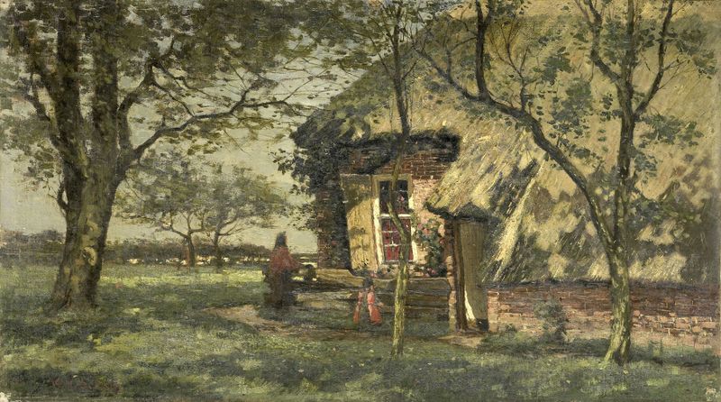 Obra de realismo que representa una casa de campo de Willem van Schaik