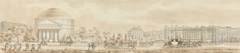 Escena de género con figuras y coches en Regent’s Park, Londres de Richard Morris