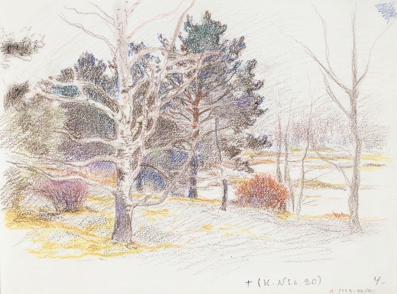 Paisaje con una figura solitaria, óleo sobre lienzo de Eero Järnefelt
