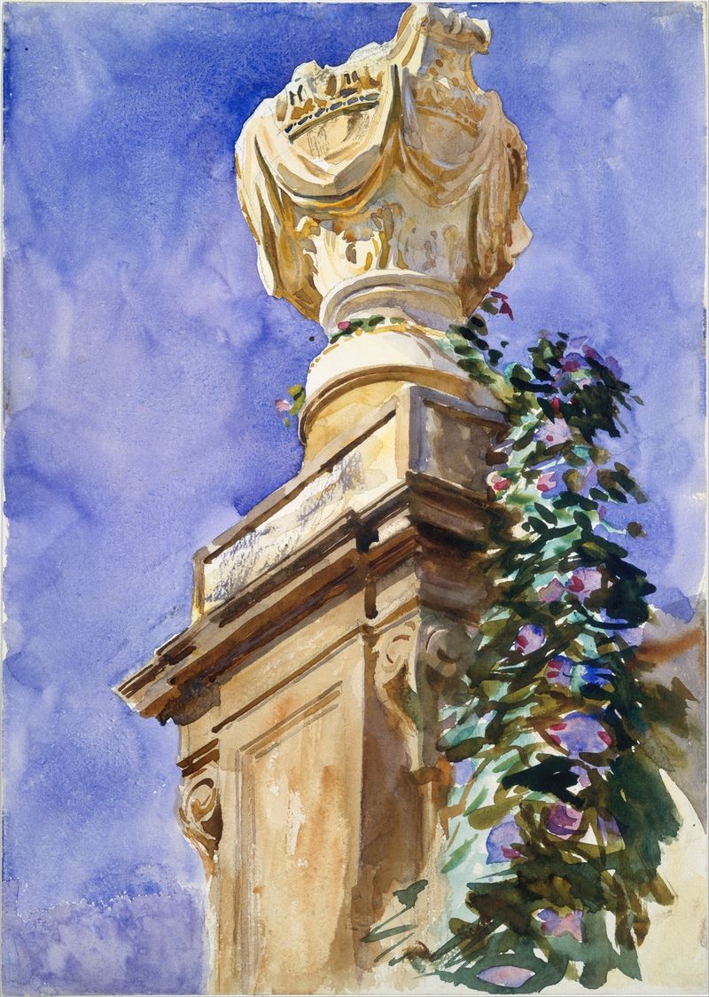 Cena de jardim com uma mulher entre flores, óleo sobre tela de John Singer Sargent