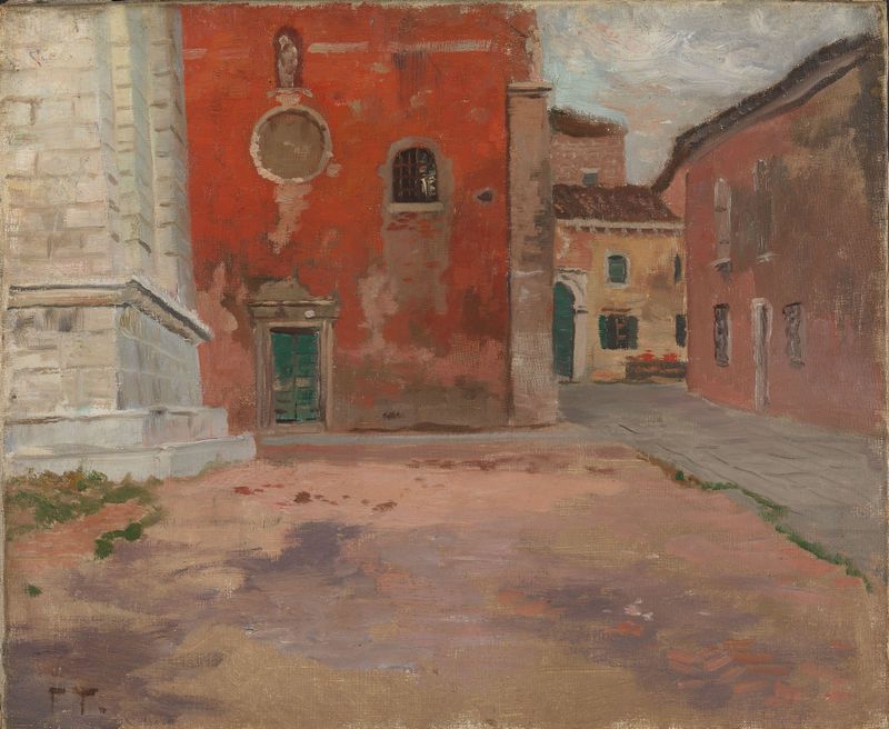 Red Church Wall in Venice, oil on canvas by Frits Thaulow