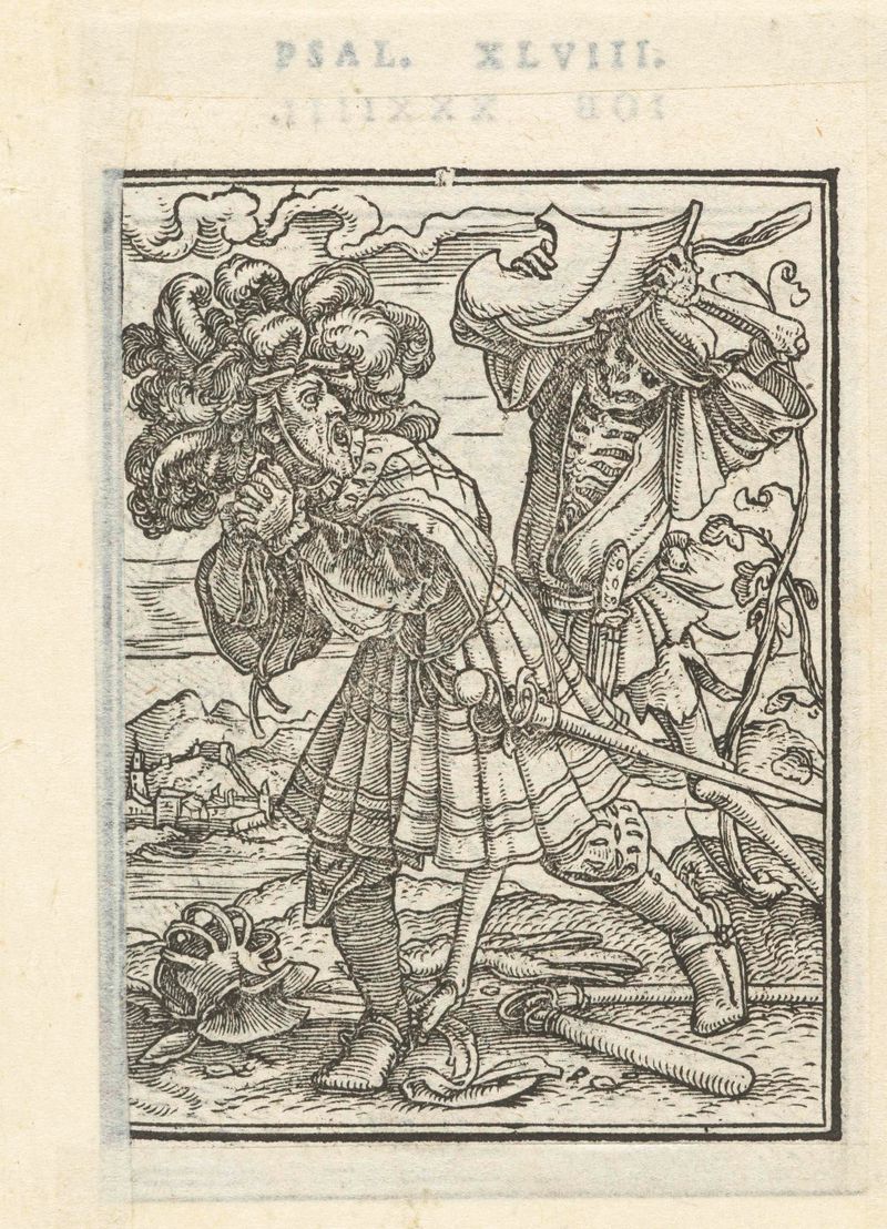 Allegorical scene of Death looming over a nobleman, by Hans Holbein, paper