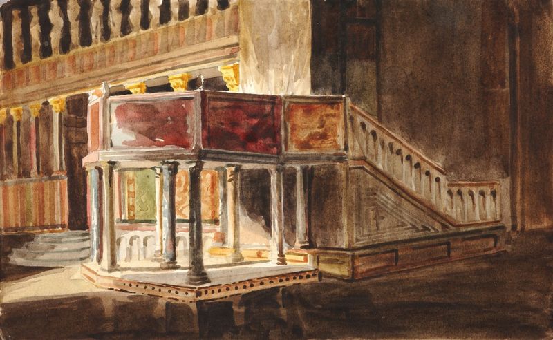 St. Marks Altar by Miner Kilbourne Kellogg, oil painting depicting intricate architecture and light.