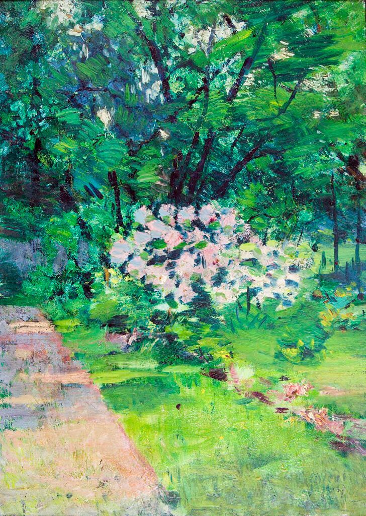 Jardín con camino, óleo sobre lienzo de Denman Waldo Ross