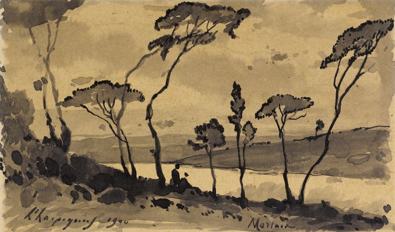 Vue de la rivière de Morlaix, óleo sobre tela de Henri-Joseph Harpignies
