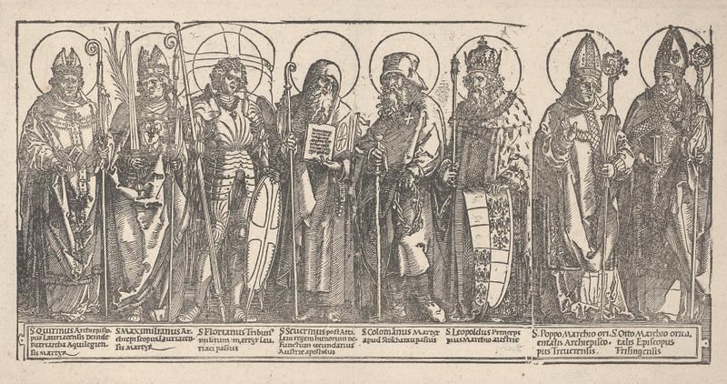 Figuras religiosas iluminadas por la luz, obra en papel de Albrecht Dürer